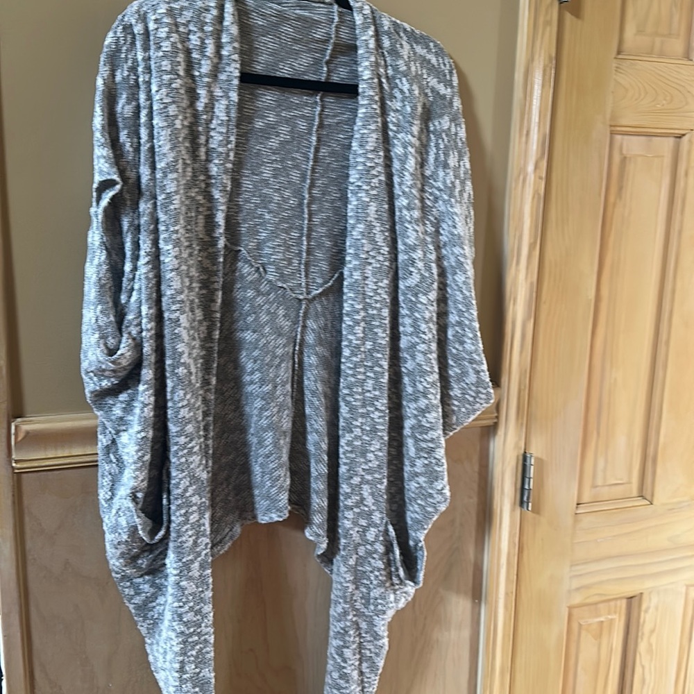 Before You Oversized gray and white sweater with pockets one size fits all